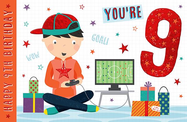 Words & Wishes 'Happy 9th Birthday' Card