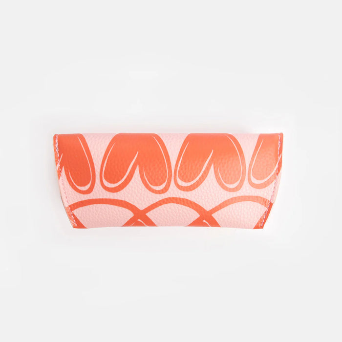 Caroline Gardner Orange and Pink Looped Hearts Flap Glasses Case