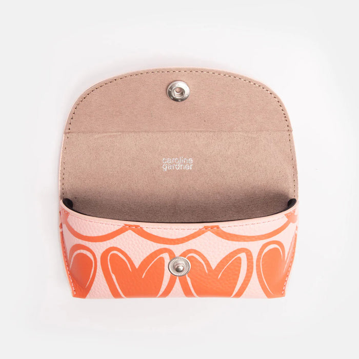 Caroline Gardner Orange and Pink Looped Hearts Flap Glasses Case
