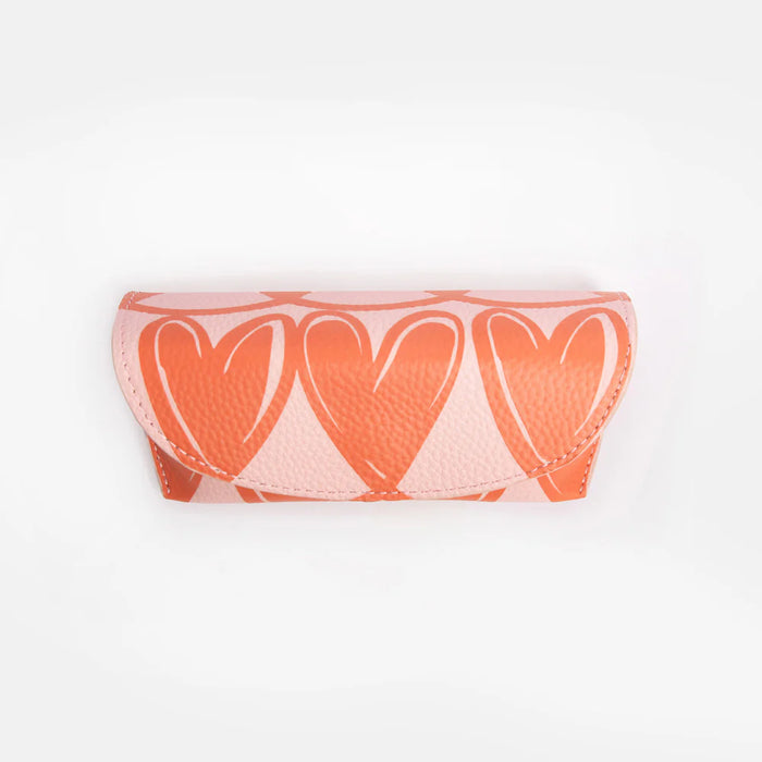 Caroline Gardner Orange and Pink Looped Hearts Flap Glasses Case