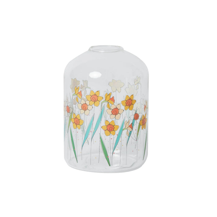 Belly Button Borosilicate Glass Vase Daffodils