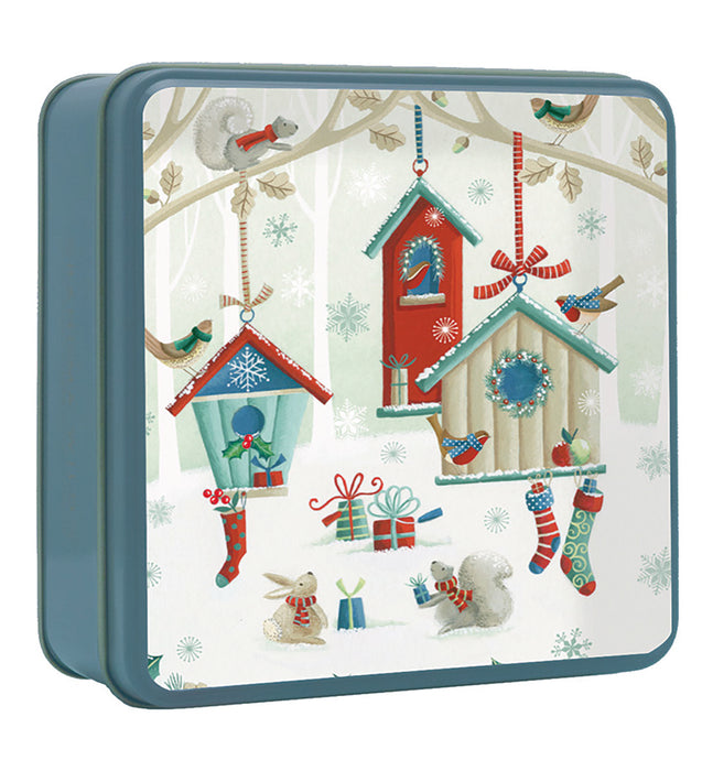 Grandma Wild's Embossed Winter Birdhouse With Stockings Assorted Biscuit Tin