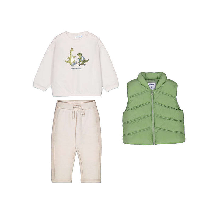 Mayoral Boys Pullover Vest Pant Set In Truffle
