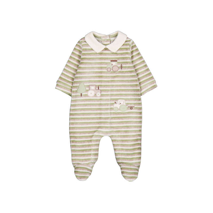 Mayoral Boys Velour Onesie In Bayleaf