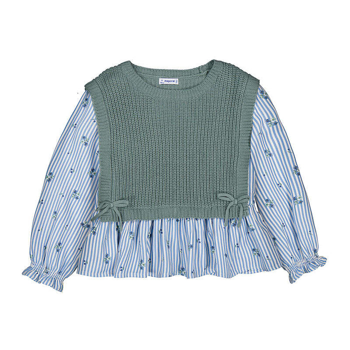 Mayoral Girls Colour Block Vest Top In Bayleaf