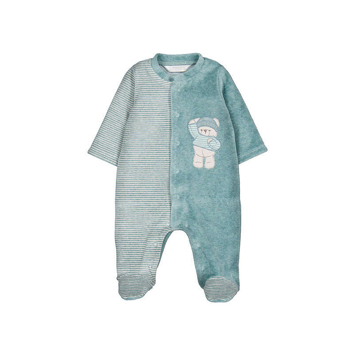 Mayoral Boys Velour Onesie In Mineral