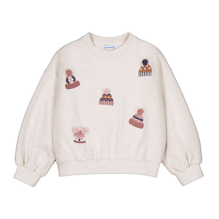 Mayoral Girls Embroidered Pullover In Seed