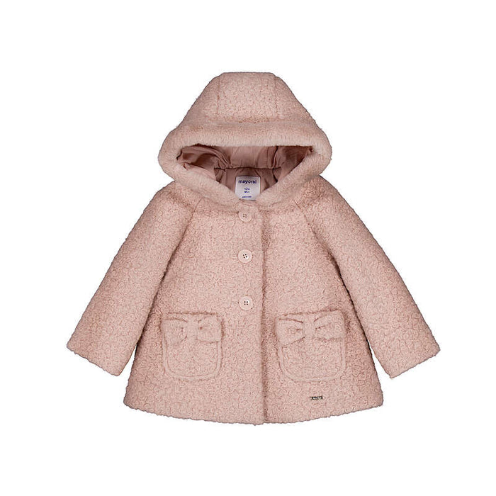 Mayoral Girls Hooded Boucle Coat In Petisui