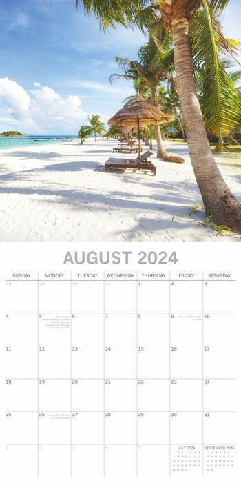 The Gifted Stationary Company 2024 Square Wall Calendar - Beaches