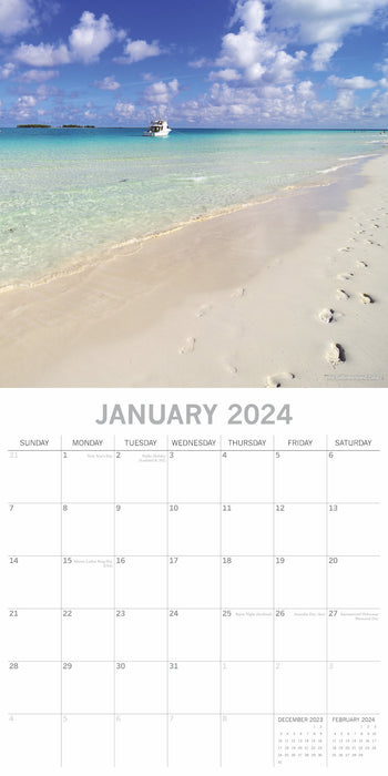 The Gifted Stationary Company 2024 Square Wall Calendar - Beaches
