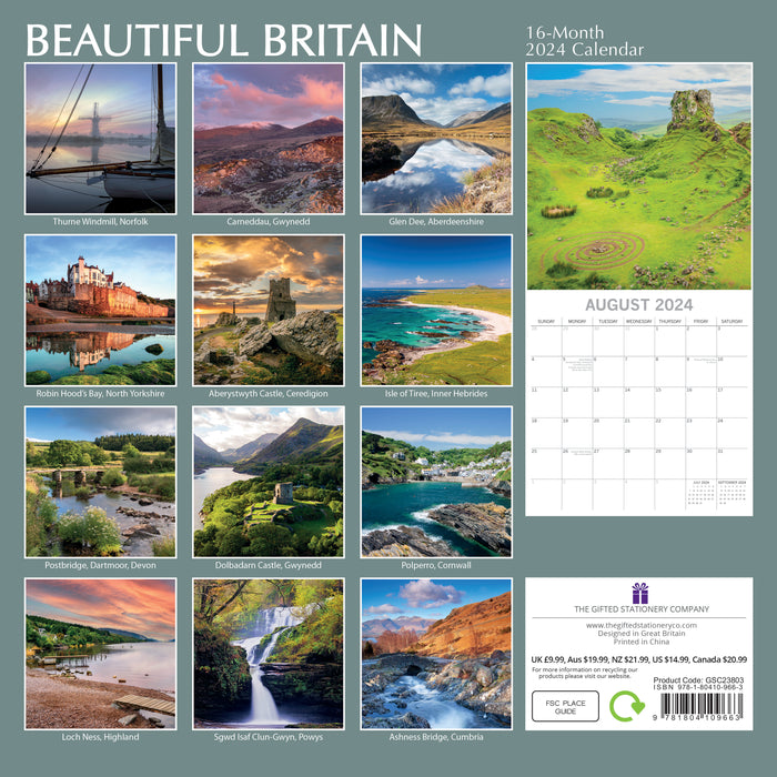 The Gifted Stationary Company 2024 Square Wall Calendar - Beautiful Britain