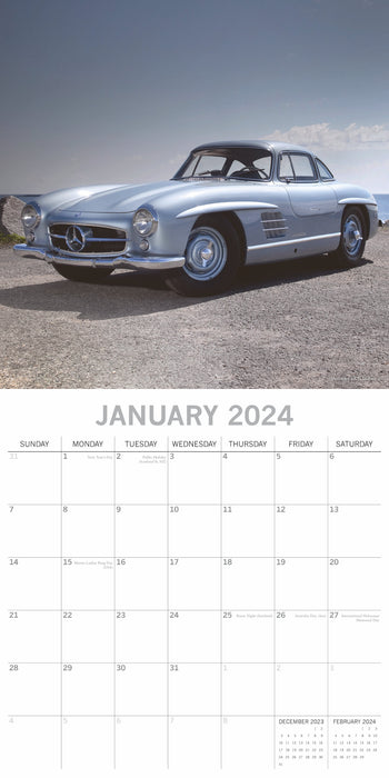 The Gifted Stationary Company 2024 Square Wall Calendar - Classic Cars