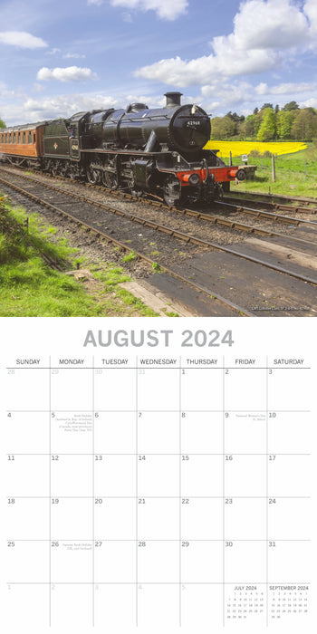 The Gifted Stationary Company 2024 Square Wall Calendar - Steam Trains