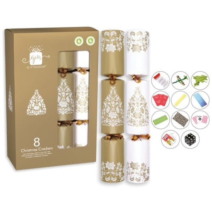Giftmaker Gold & Cream Christmas Crackers 8 Pack