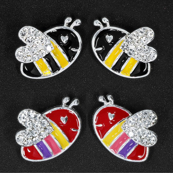 Equilibrium Girls Colourful Bee Silver Plated Earrings