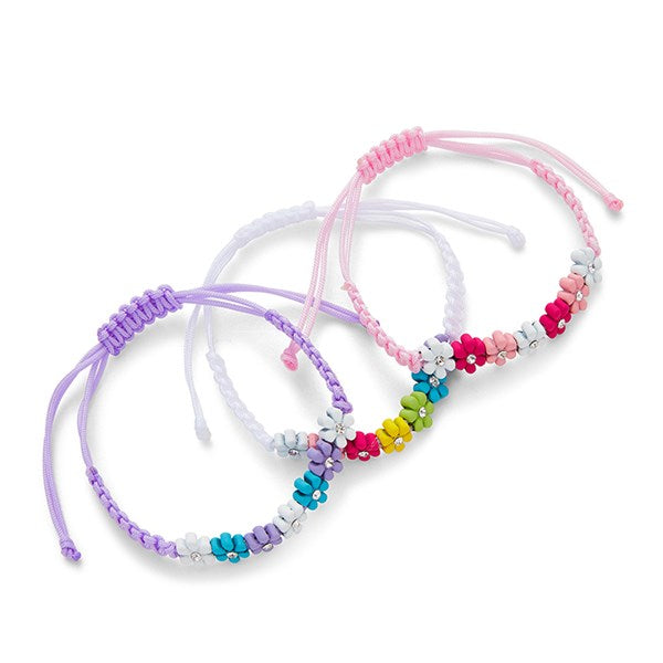 Equilibrium For Girls Three Colourful Daisies Silver Plated Friendship Bracelet