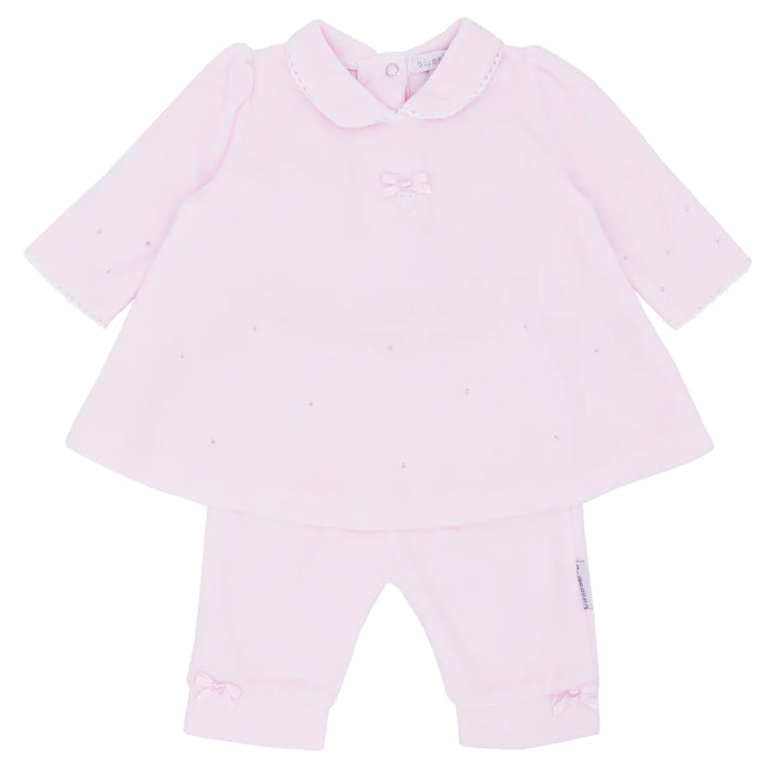 Blues Baby Girls Diamante Velour Outfit Pink