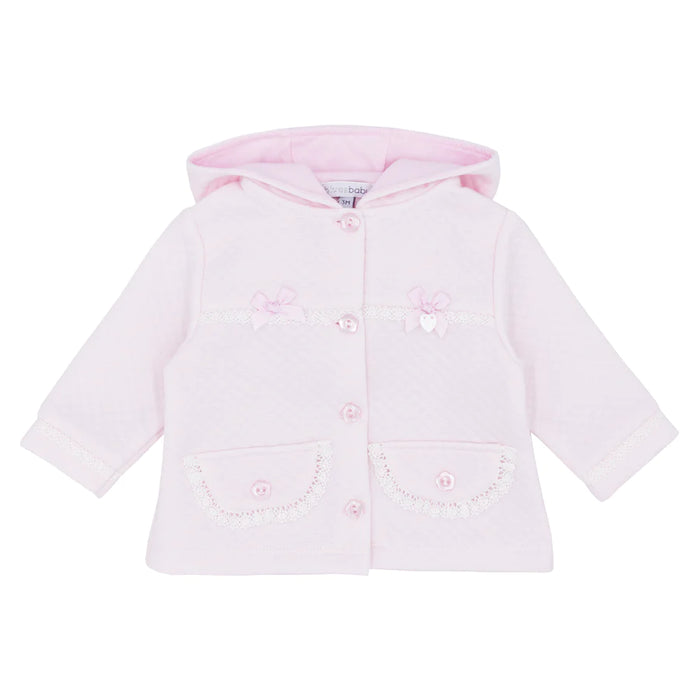 Blues Baby Girls Lace Trim Hooded Jacket Pink