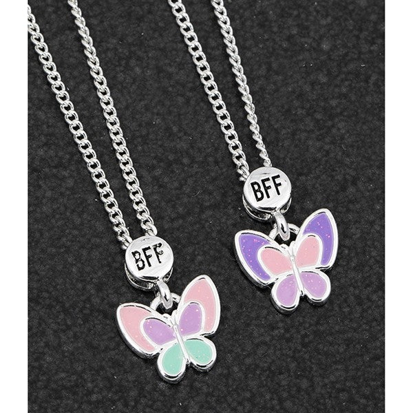 Equilibrium Girls Silver Plated BFF Butterfly Necklace