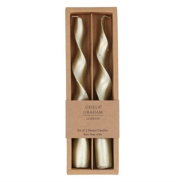 Gisela Graham Vintage Twist Taper Gold Candles