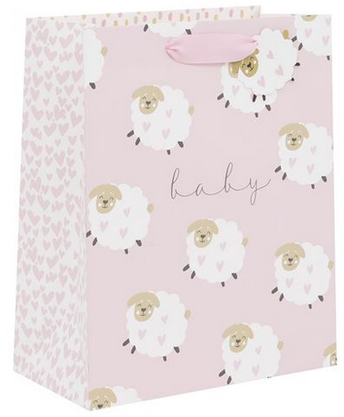 Glick Lambs Design Large Pink Gift Bag