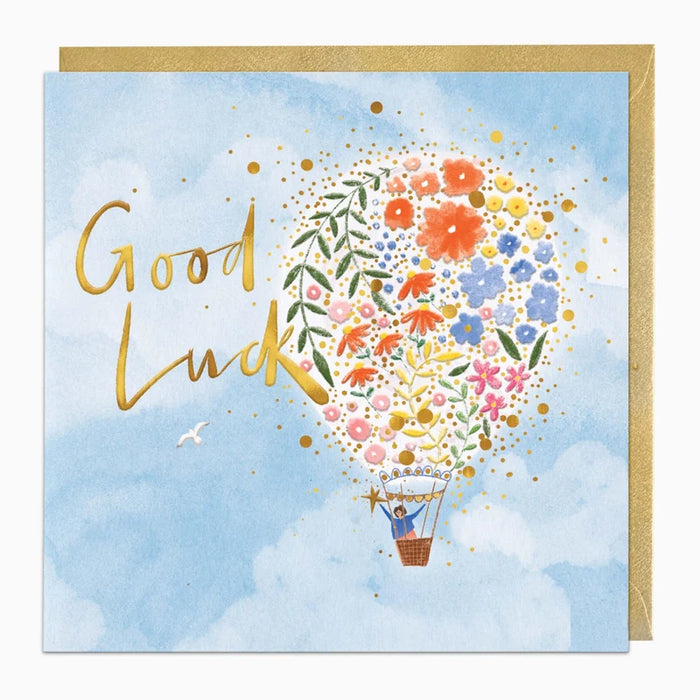 Whistlefish Floral Balloon Good Luck Card