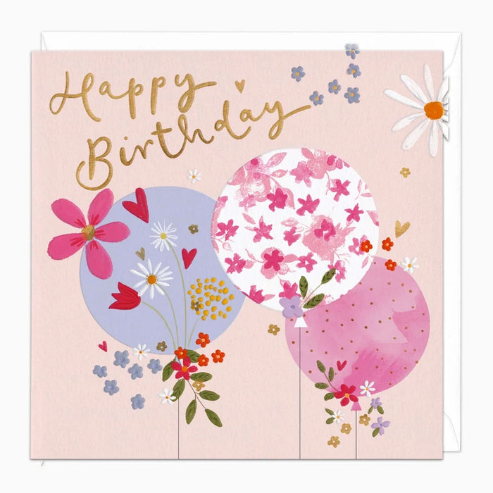 Whistlefish Dainty Floral Balloons Birthday Card