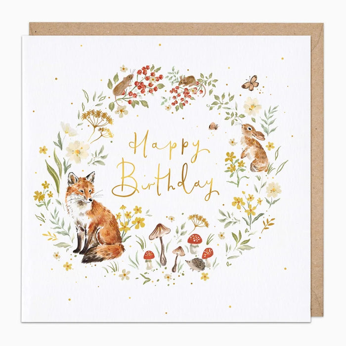 Whistlefish Woodland Wreath Birthday Card
