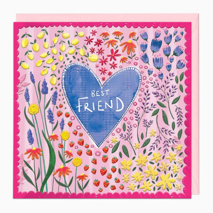 Whistlefish Gingham Floral Best Friend Card