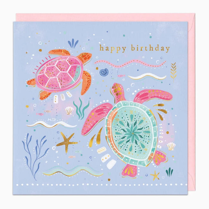 Whistlefish Pink Turtles Birthday Card