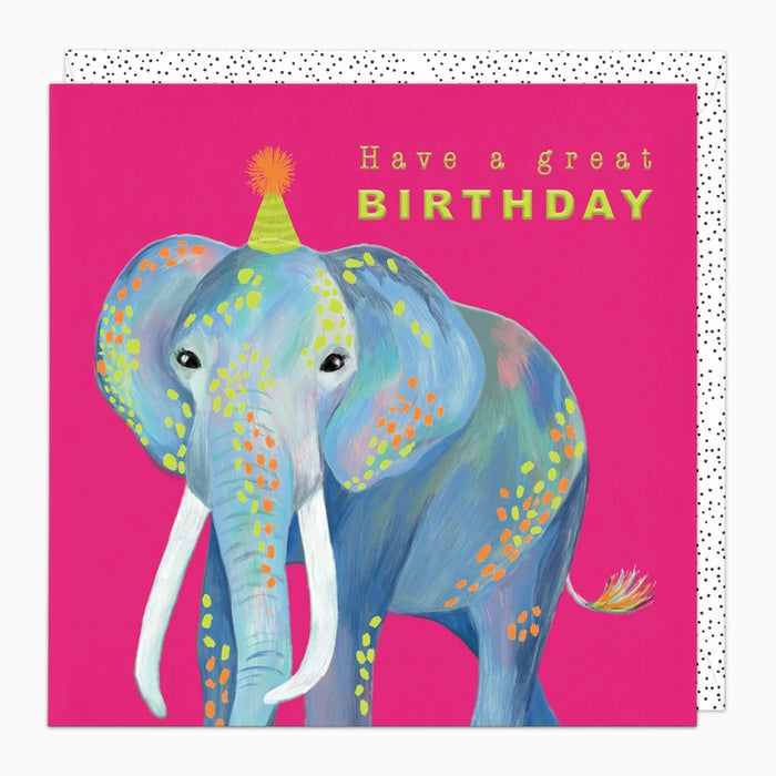 Whistlefish Speckled Neon Elephant Birthday Card