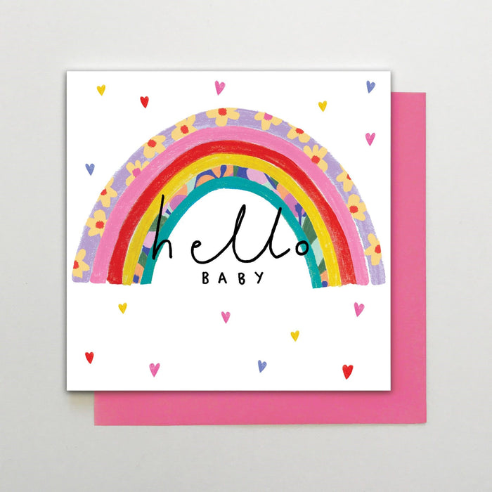 Stop the Clock Hello Baby Rainbow Card