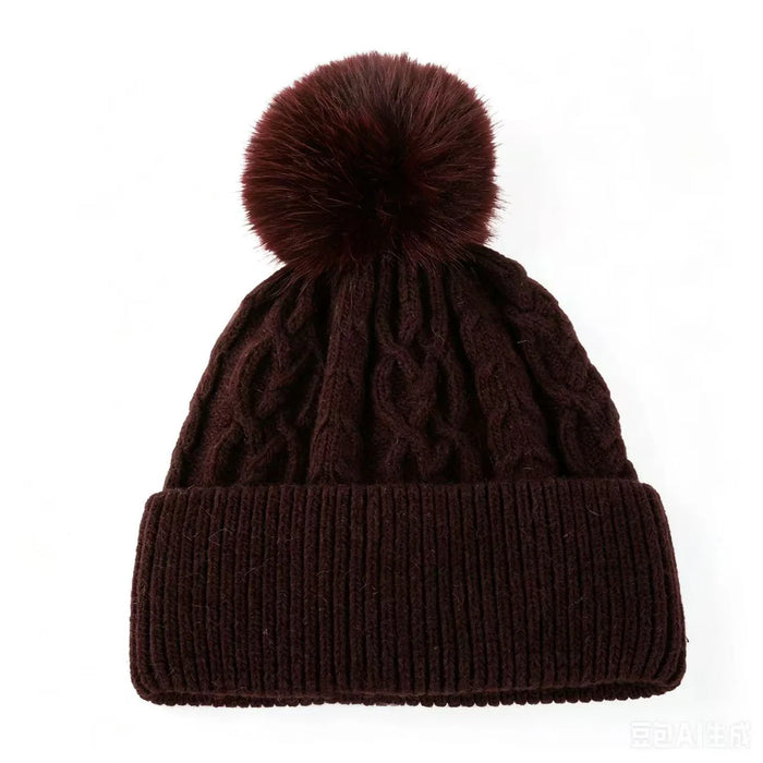Park Lane Bobble Hat In Red Mahogany