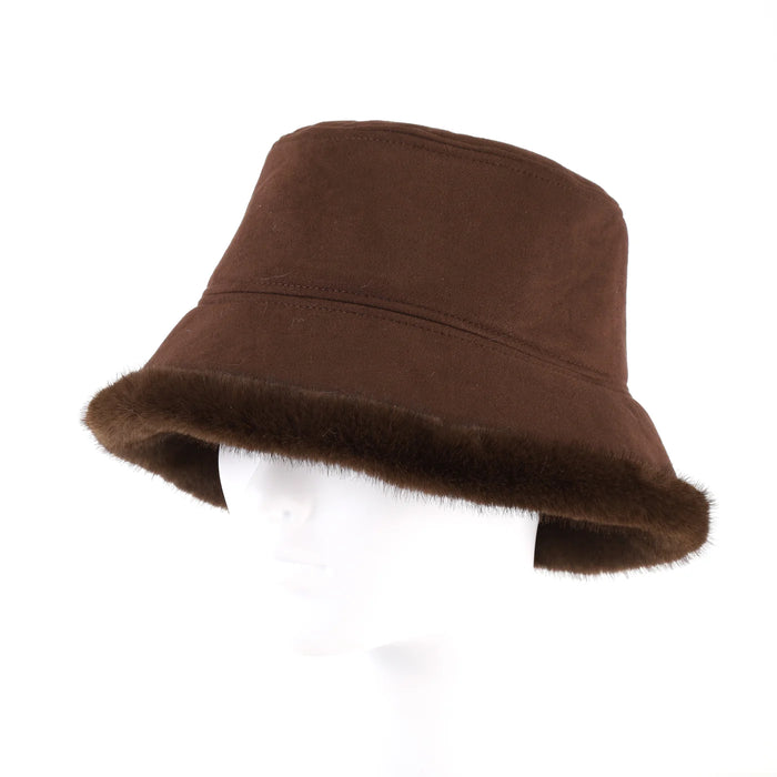 Park Lane Faux Fur Hat In Chocolate