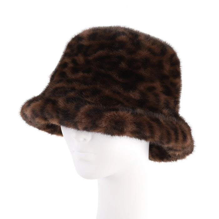 Park Lane Faux Fur Hat In Leopard