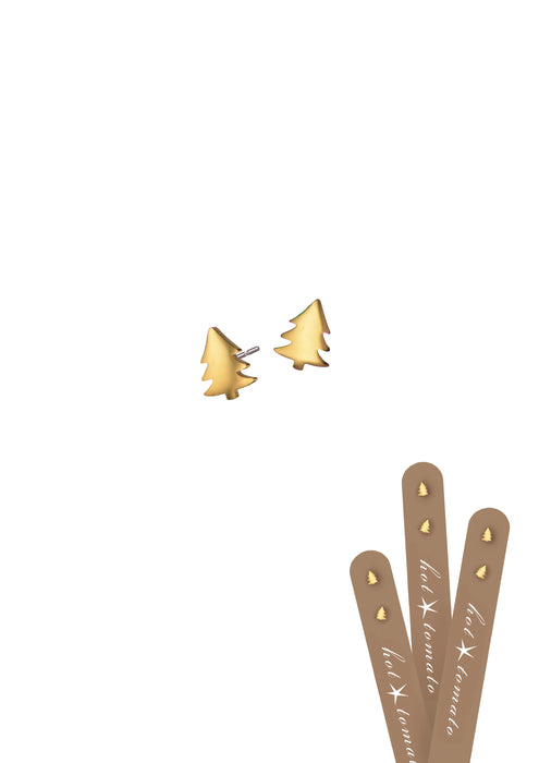 Hot Tomato Stainless Steel 18K Gold Worn Enamel Micro Christmas Tree Studs