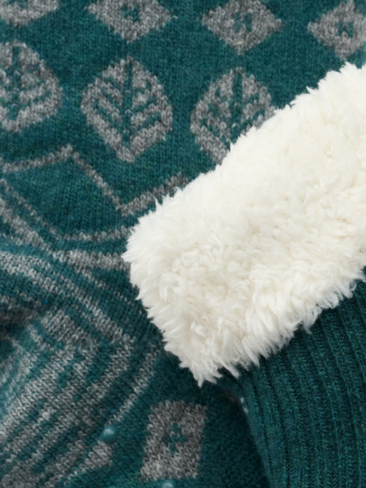 Seasalt Women's House Socks In Oak Leaf Dark Thyme Twist