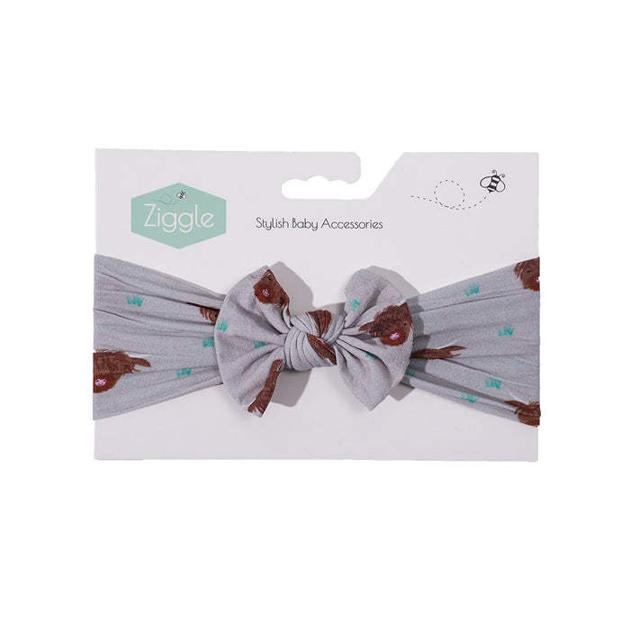Ziggle Highland Cow Print Bow Turban Headband