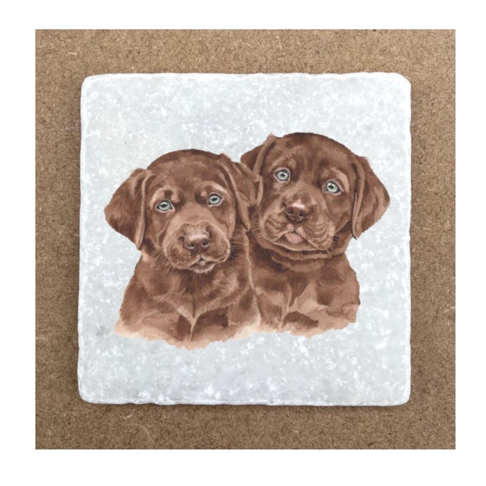 Marble Coaster - Chocolate Labrador Puppies