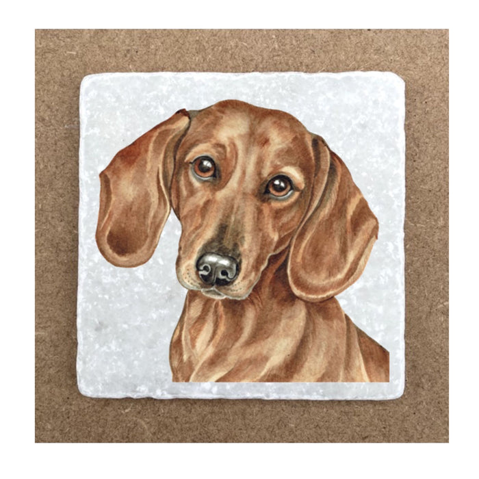 Marble Coaster - Dachshund Red