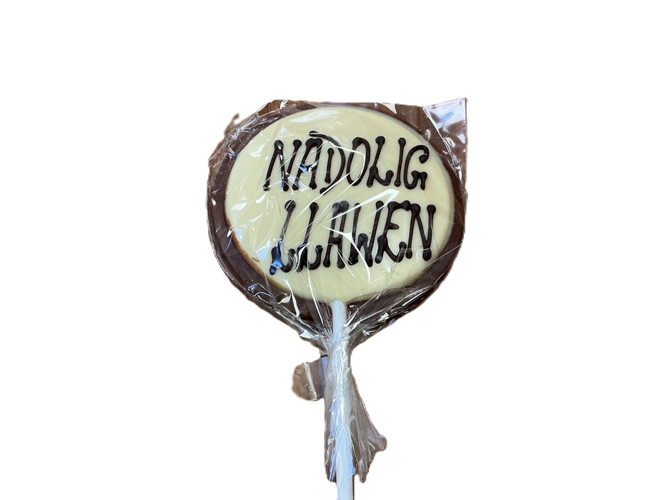 Welsh Chocolate Hand Decorated Nadolig LLawen Lollipop