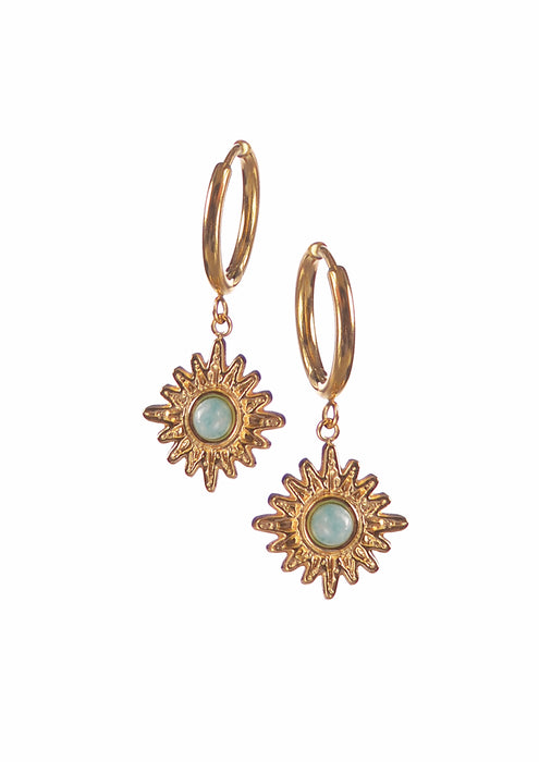 Hot Tomato Stainless Steel/18K Gold Sunflower Frame Studs