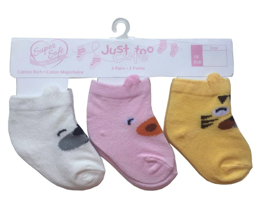 Just Too Cut Triple Pack Socks " Faces"