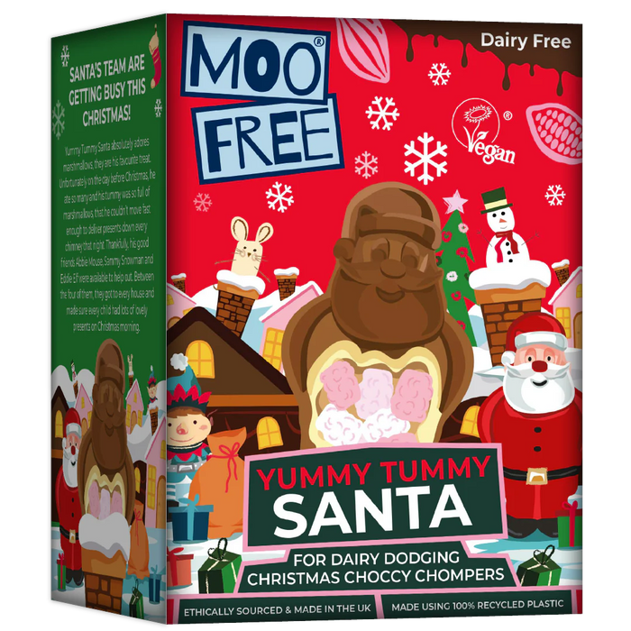 Moo Free Yummy Tummy Santa Milk & White Chocolate Shape With Marshmallows