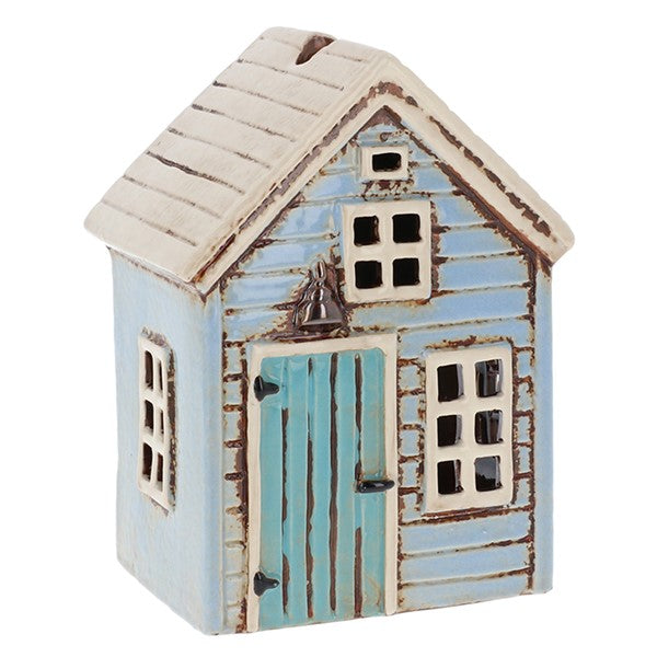 Village Pottery Blue Holiday House Tealight