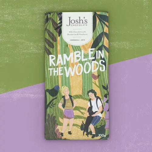 Josh's Chocolate Ramble In The Woods Blueberry & Hazelnut Milk Chocolate Bar