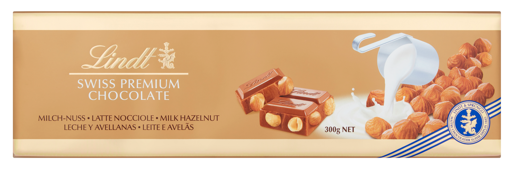 Lindt Gold Milk Hazelnut Chocolate Bar