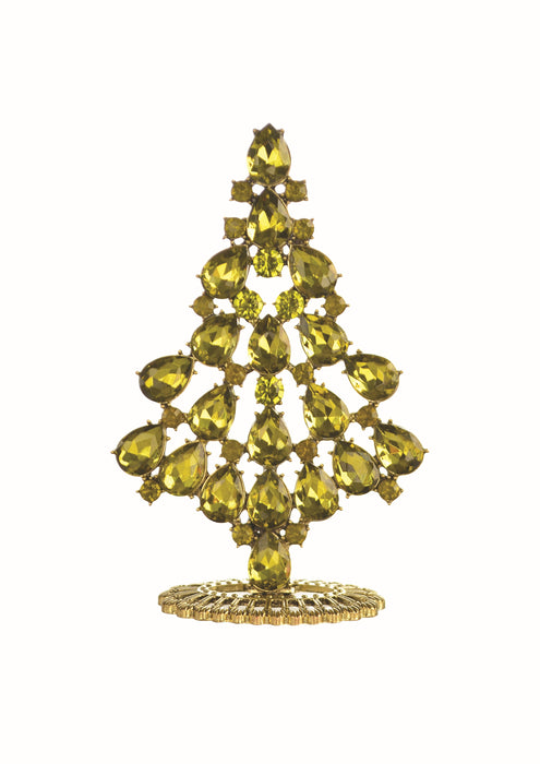 Hot Tomato Antique Gold & Olivine Crystal Teardrop Tree Home Ornament