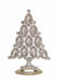 A Christmas tree-shaped brooch or decorative piece made of clear marquise and round crystals set in a silver-toned metal, with a gold-toned base, shown on a plain white background.
