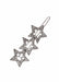 A silver-toned hair claw clip featuring three overlapping star-shaped prongs, each set with small clear rhinestones, shown on a plain white background.
